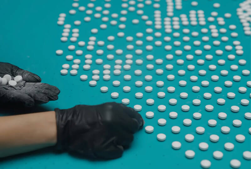 ラムネを並べている様子