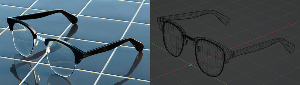 メガネのレタッチの様子