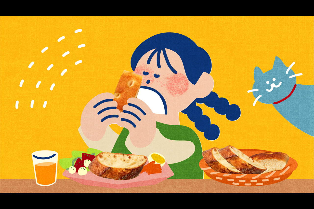 フォカッチャを食べる子供